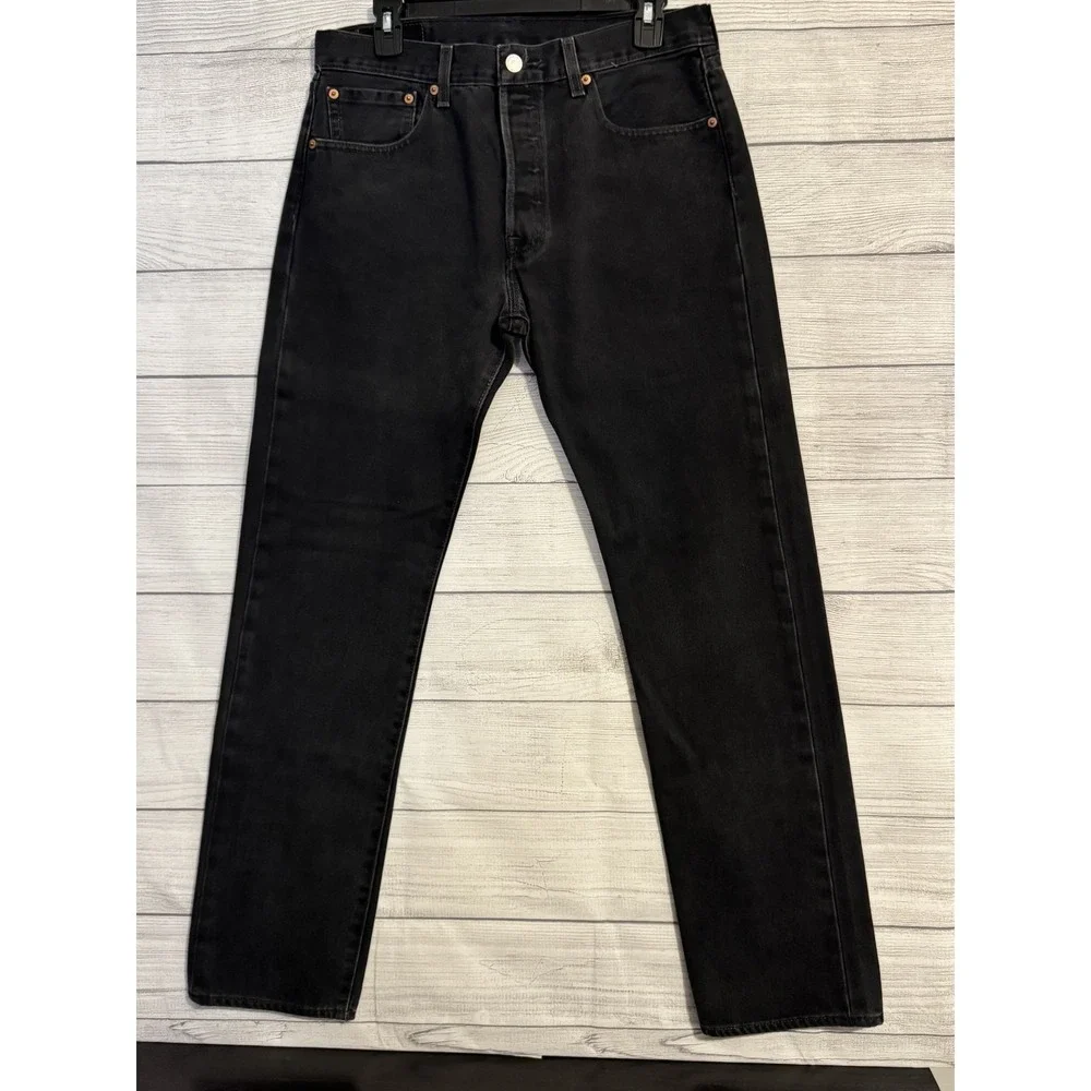 Levi's 501 Original Fit Button Fly Jeans 32x32 Black Straight Leg - Picture 1 of 8